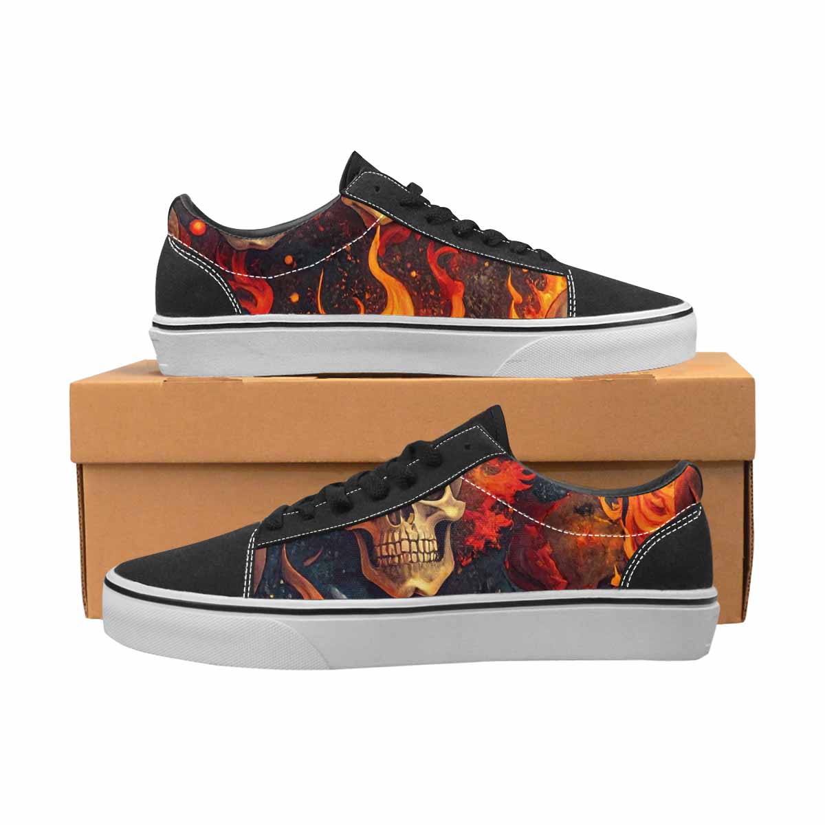 WOMEN'S Skulls - Flaming Canvas Lace-Up Y2K Shoes