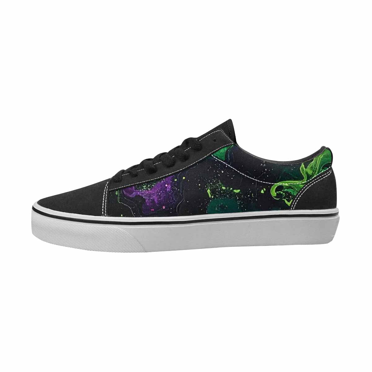 WOMEN'S Galaxy Art Black & Green Ink Canvas Bold Print Vibrant Chaos Custom Streetwear Shoes