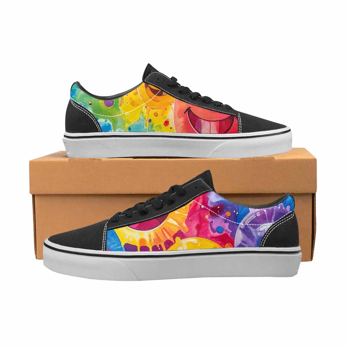 WOMEN'S Smiley Facessmiley Faces  Lace-Up Canvas Y2K Custom Shoes
