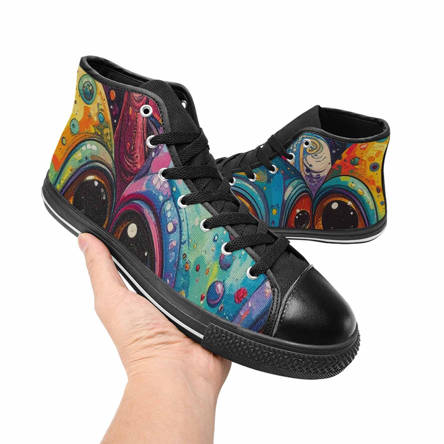 WOMEN'S Cartoon Alien Characters High Top Canvas Surreal Sneakers