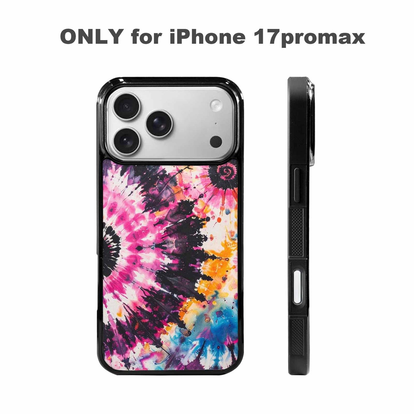iPhone 17 Pro Max Case — Tie Dye Swirls Black Tie Dye, Custom Printed Phone Case