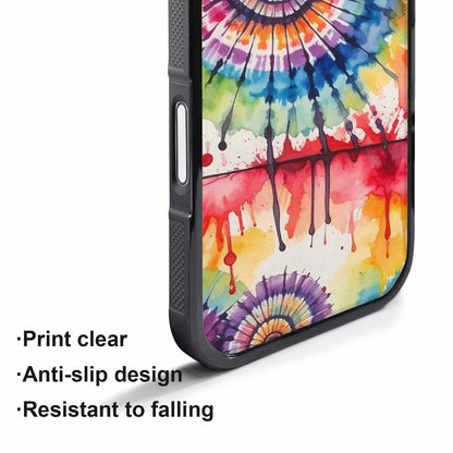 iPhone 17 Pro Case — Tie Dye Swirls Black Red Tie, Custom Printed Phone Case