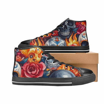 MEN'S Skull High Top Canvas Neon Fantasy Sneakers