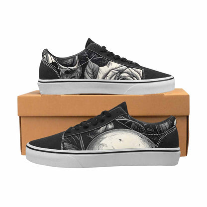 WOMEN'S Skulls Roses Black Ink Canvas Lace-Up Dreamcore Shoes