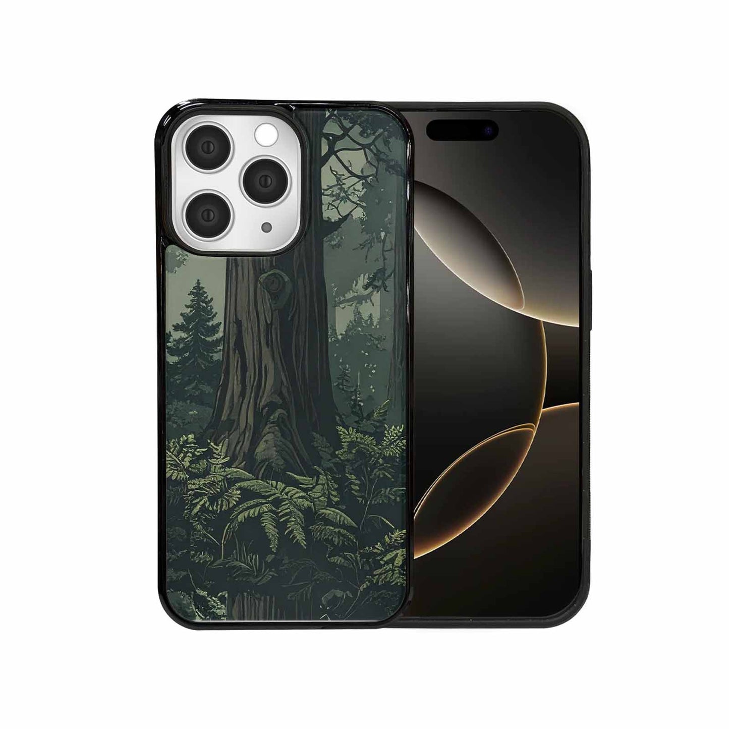 iPhone 15 Pro Max Case — Seamless Pattern Ancient Redwood Forest Giant, Customized Protective Case