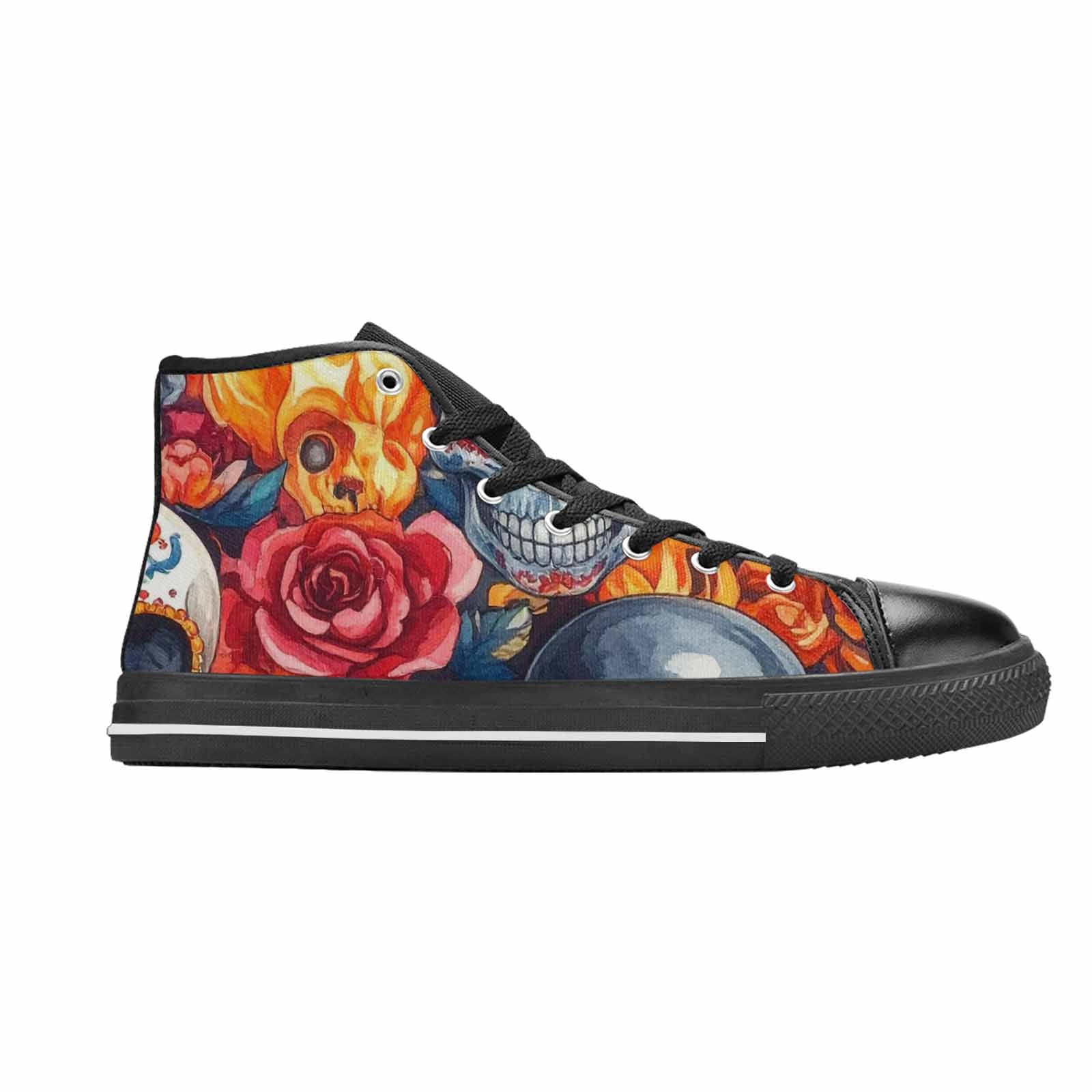 MEN'S Skull High Top Canvas Neon Fantasy Sneakers