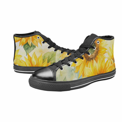 WOMEN'S Sunflowers Watercolor High Top Canvas Y2K Custom Shoes
