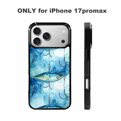 iPhone 17 Pro Max Case — Fishing Lure And Hook Watercolor Abstract, Custom Made Phone Cover