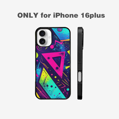 iPhone 16 Plus Case — Memphis Squiggles Triangles Dots, Custom Made Phone Cover
