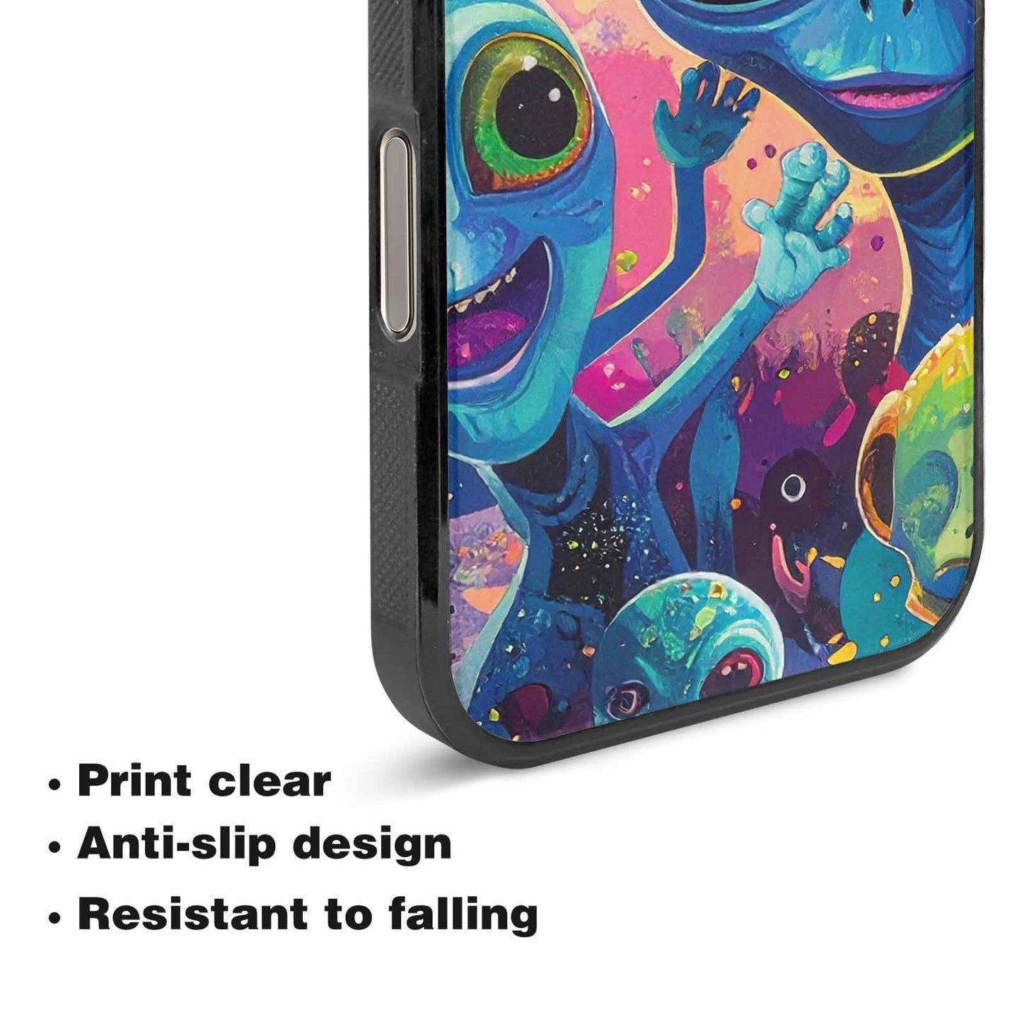iPhone 16 Pro Case — Cartoon Alien Characters, Custom Art Phone Cover