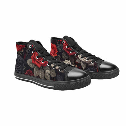 MEN'S Black Gothic Rose High Top Canvas Dreamcore Custom Shoes