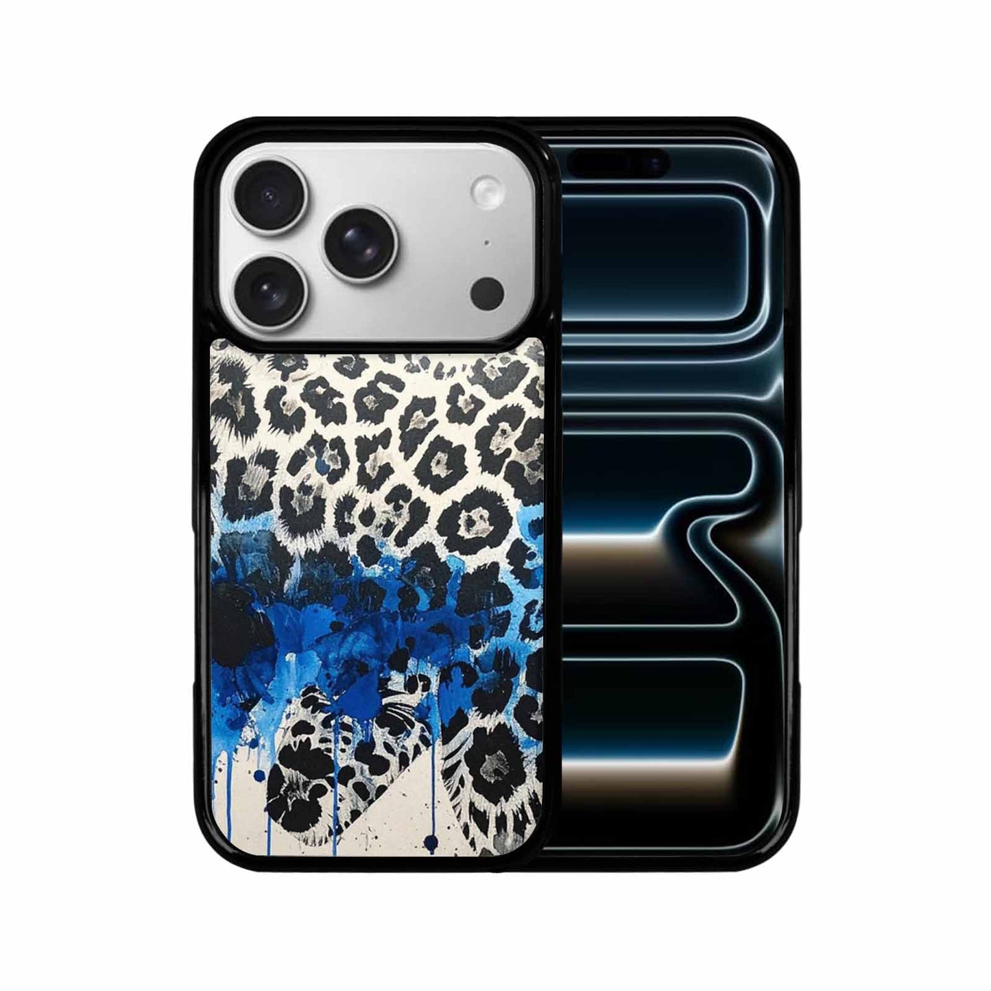 iPhone 17 Pro Case — Animal Print Black Blue Ink Animal, Original Design Phone Case