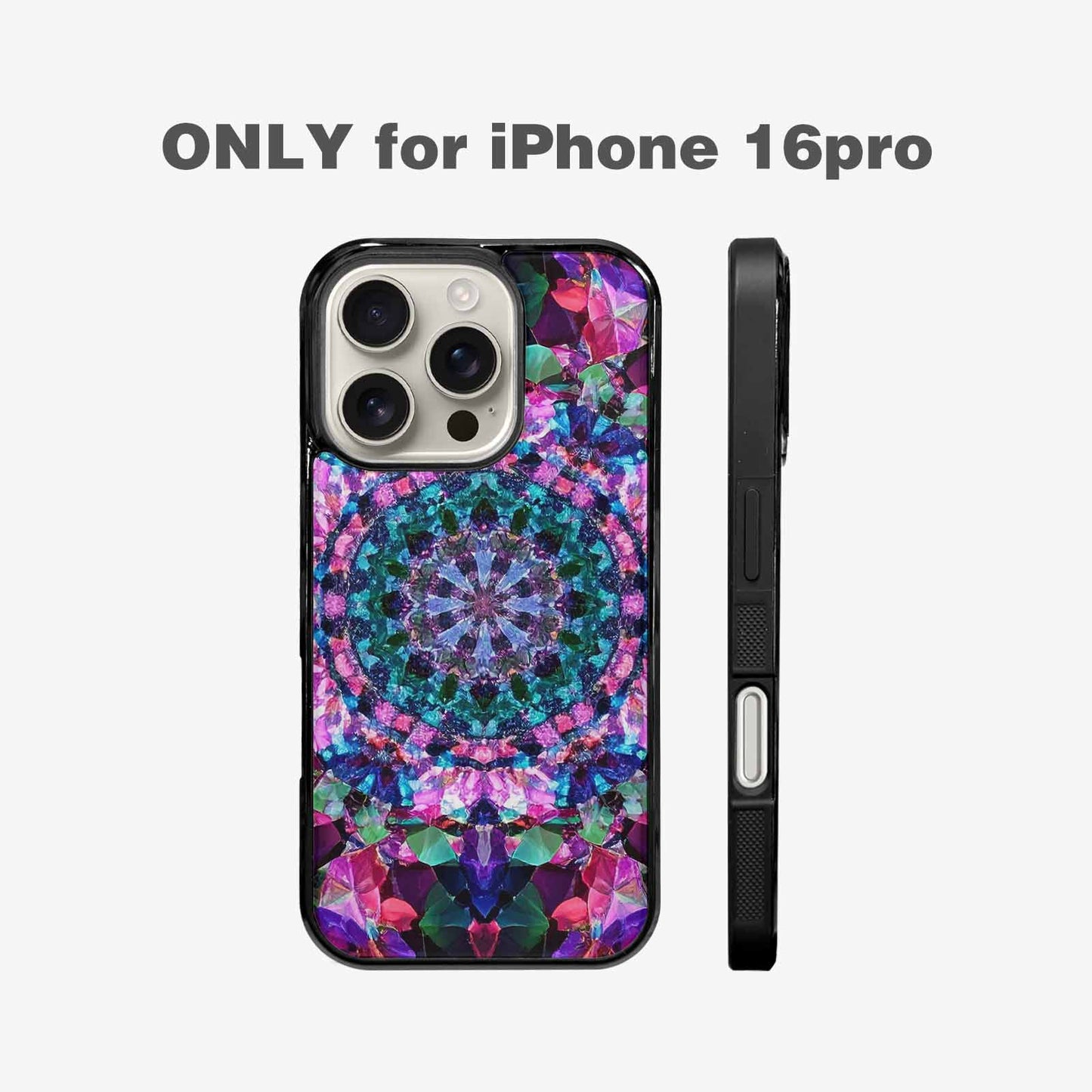 iPhone 16 Pro Case — Crystal Mandala Art Seamless Pattern Vibrant, Custom Designed Case Cover