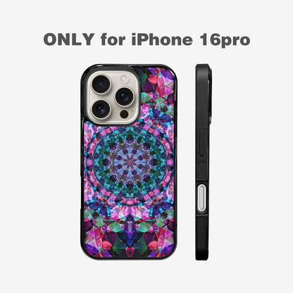 iPhone 16 Pro Case — Crystal Mandala Art Seamless Pattern Vibrant, Custom Designed Case Cover