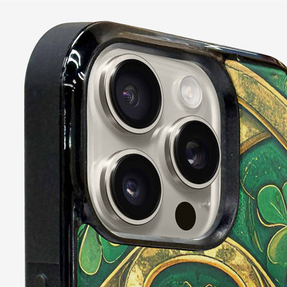 iPhone 15 Pro Max Case — Irish Celtic Knot Pattern Shamrocks Seamless, Custom Designed Case Cover
