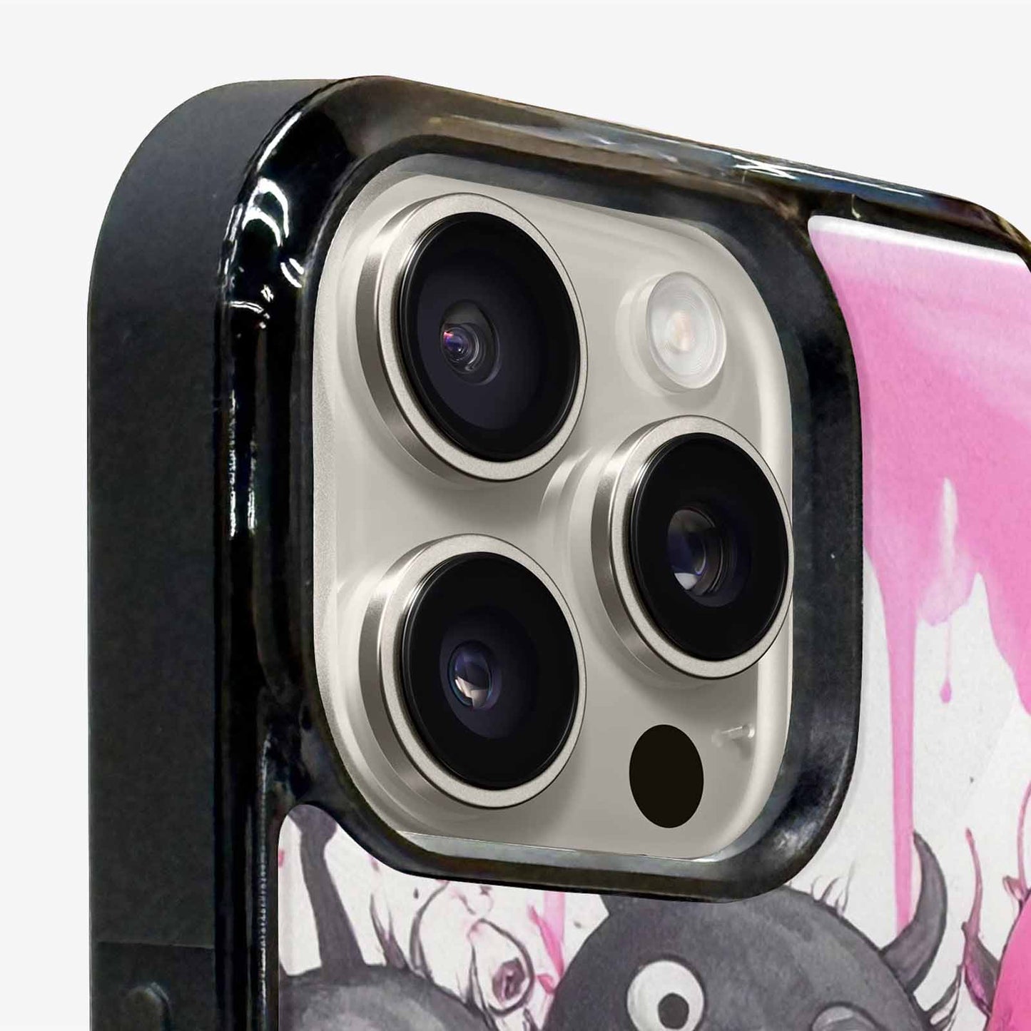iPhone 16 Pro Max Case — Monsters General Black Pink Ink Cartoon, Custom Art Phone Cover