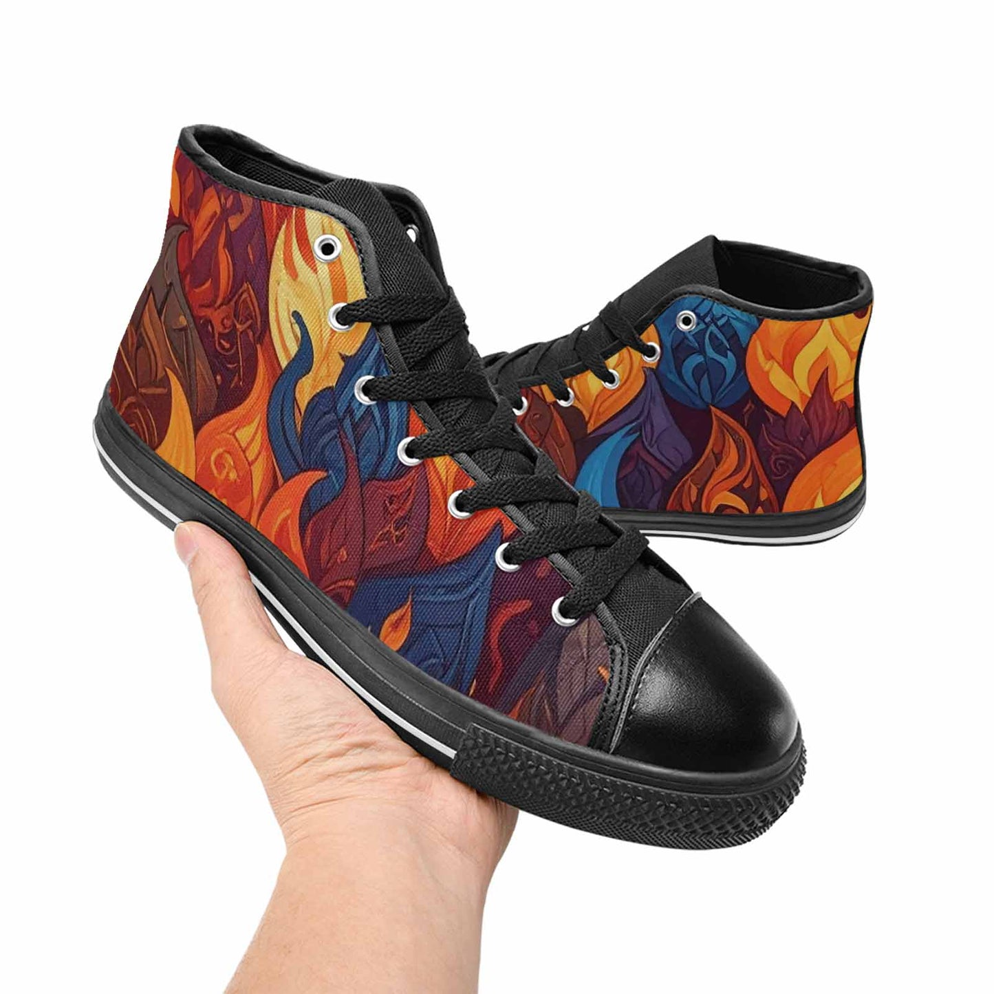 MEN'S Fire Flame High Top Canvas Dreamcore Custom Sneakers