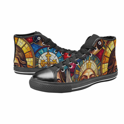 WOMEN'S Jesus Face Small High Top Canvas Y2K Custom Sneakers