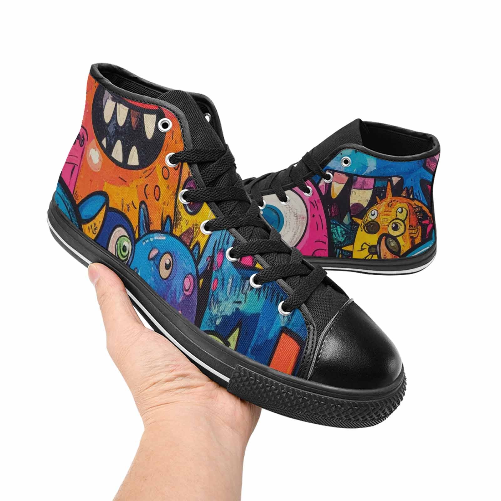 WOMEN'S Goofy Cartoon Monster High Top Canvas Grunge Custom Shoes