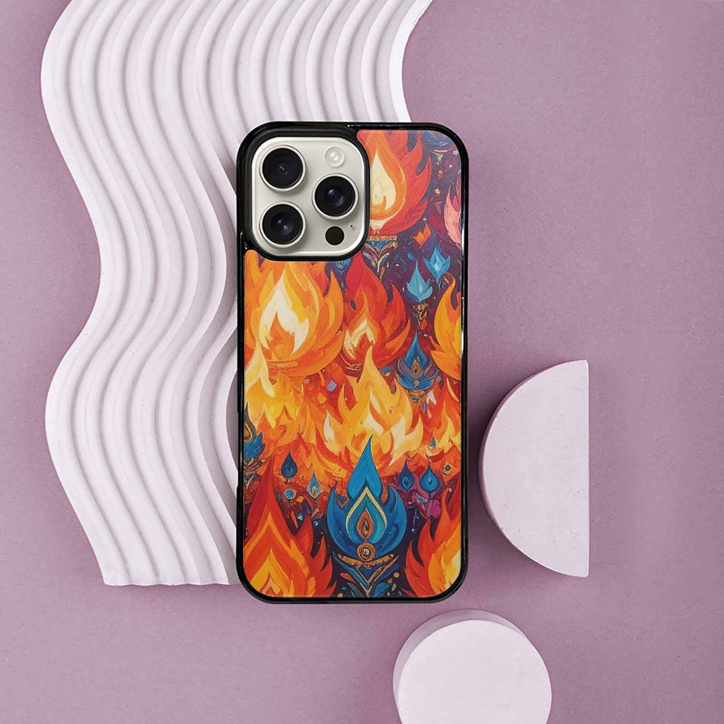 iPhone 16 Pro Max Case — Flame Burst Full Color Vibrant Flame, Custom Art Phone Cover