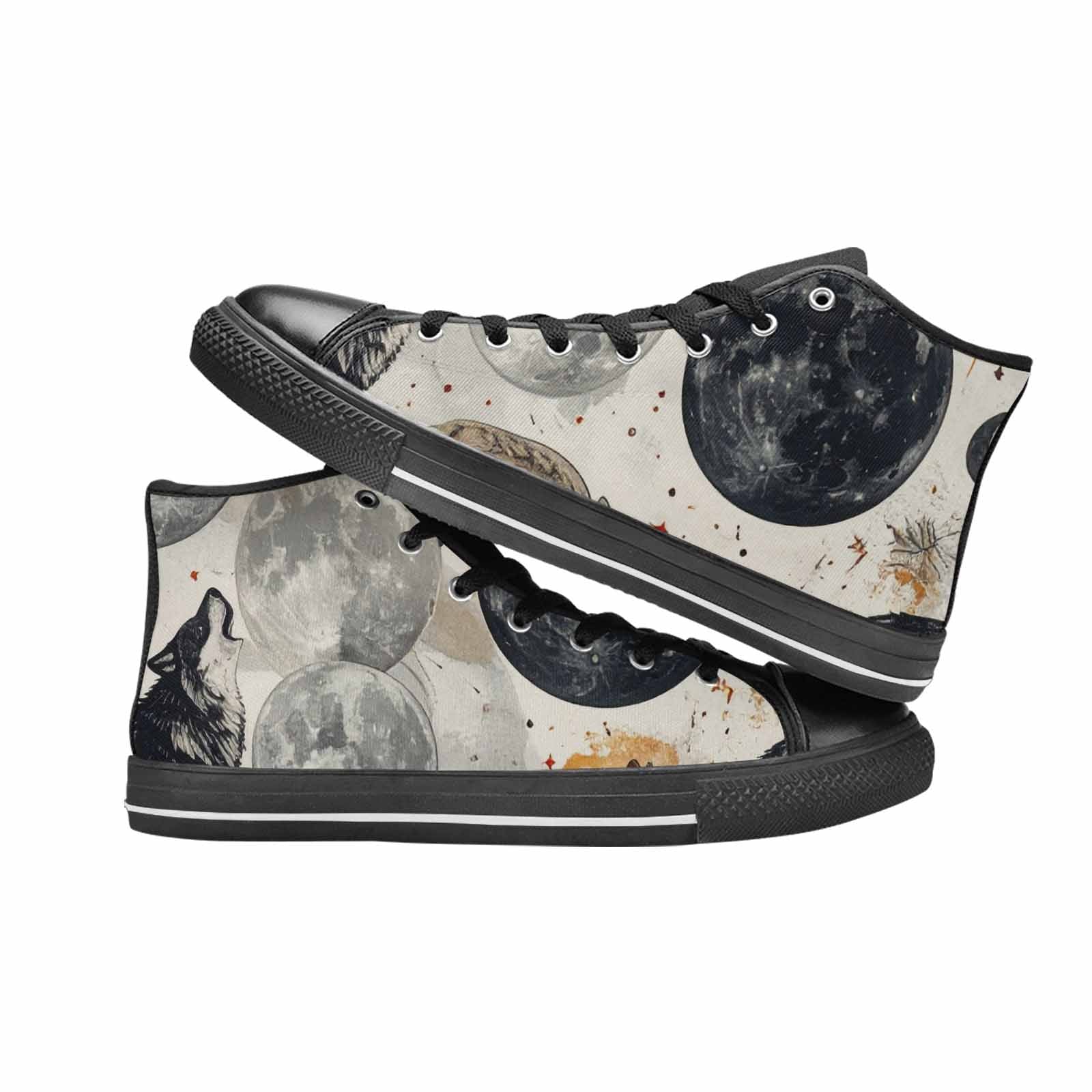 WOMEN'S Wolf Silhouette Moon High Top Canvas Vivid Sneakers