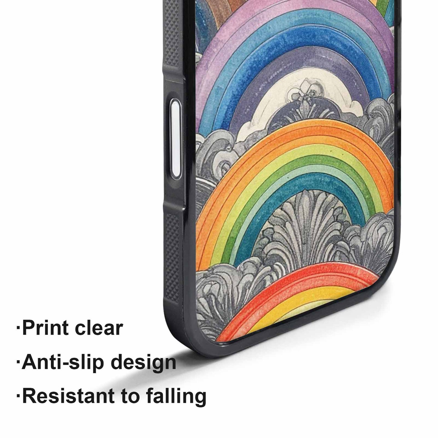 iPhone 17 Air Case — Hand Drawn Damask Rainbow Original Art, Custom Printed Phone Case
