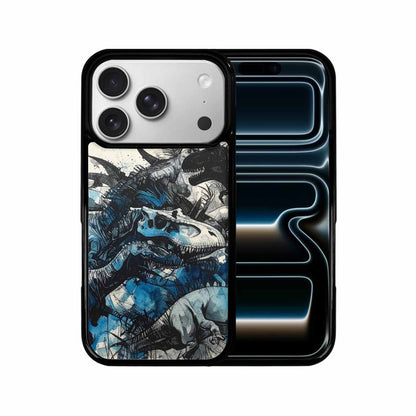 iPhone 17 Pro Case — Black Blue Ink Dinosaur Burst Original, Custom Designed Case Cover