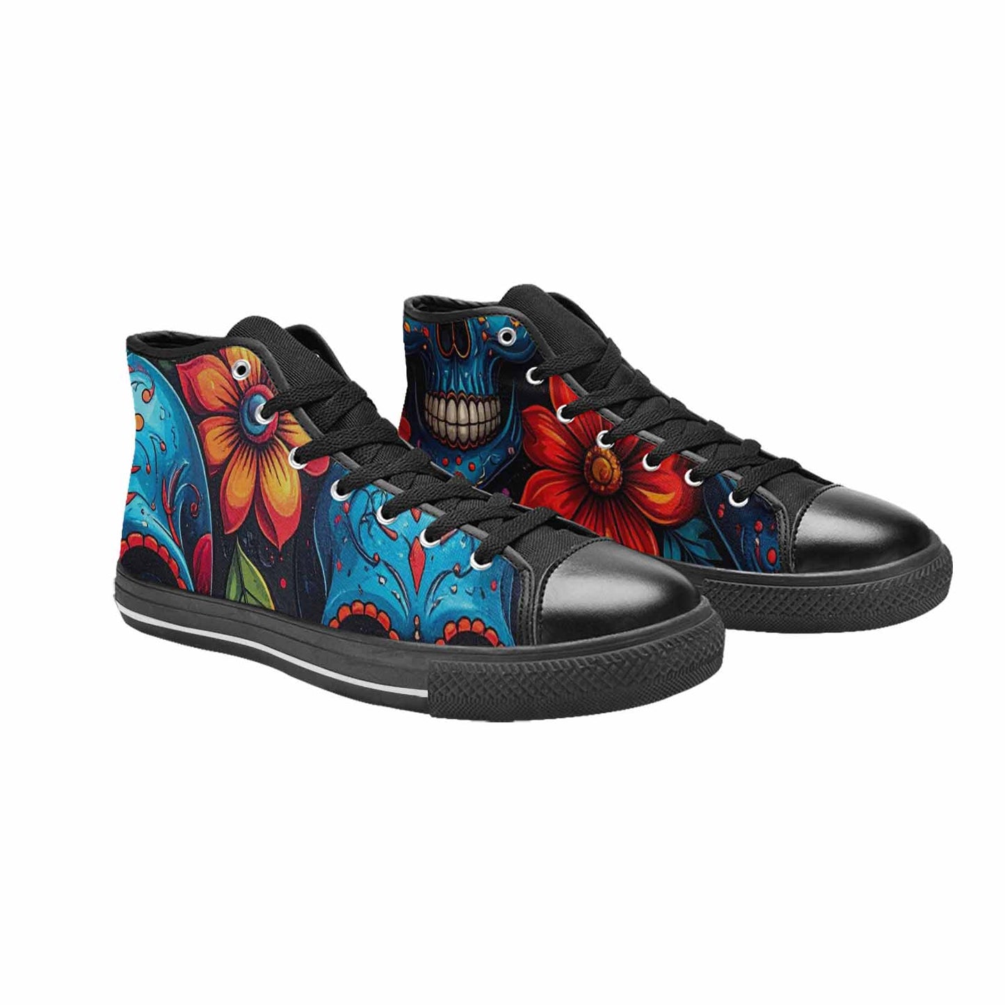 MEN'S Graffiti Skull High Top Canvas Wallpaper Art Sneakers