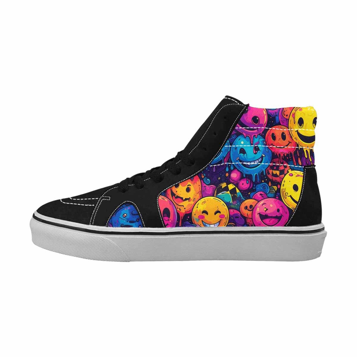 MEN'S Yellow Smiley Face High Top Canvas Vibrant Chaos Sneakers