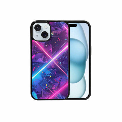 iPhone 15 Case — Neon Grid Confetti, Customized Protective Case