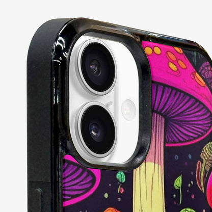 iPhone 16 Plus Case — Psychedelic Mushroom Cartoon Pattern, Customized Protective Case