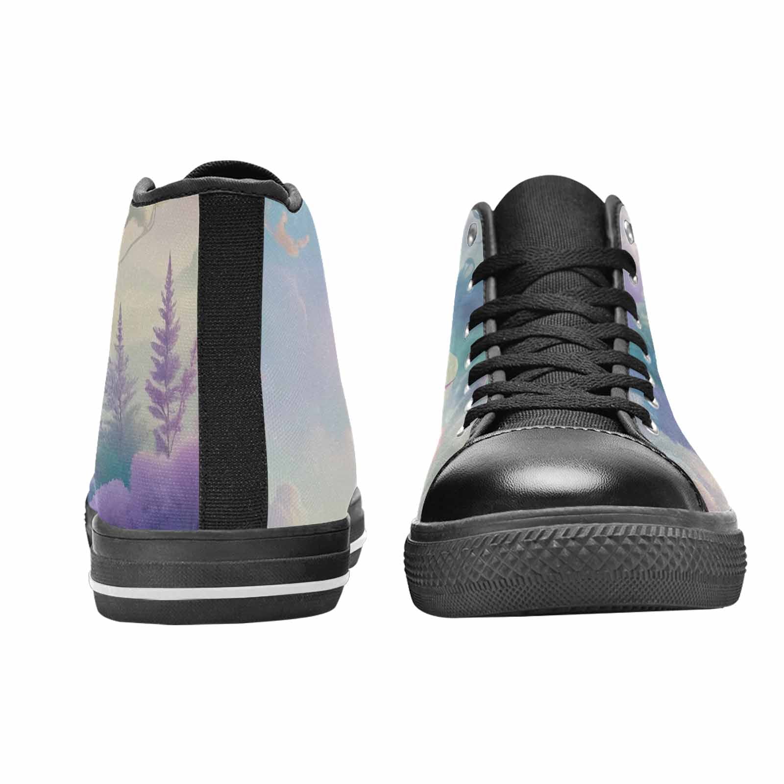 WOMEN'S Surrealist Dreamscape High Top Canvas Cottagecore Custom Sneakers