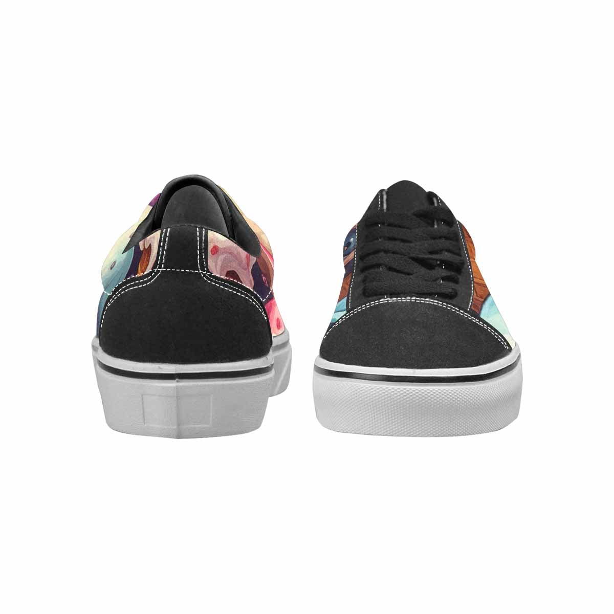 WOMEN'S Ice Cream Monsters  Lace-Up Canvas Melting Art Sneakers