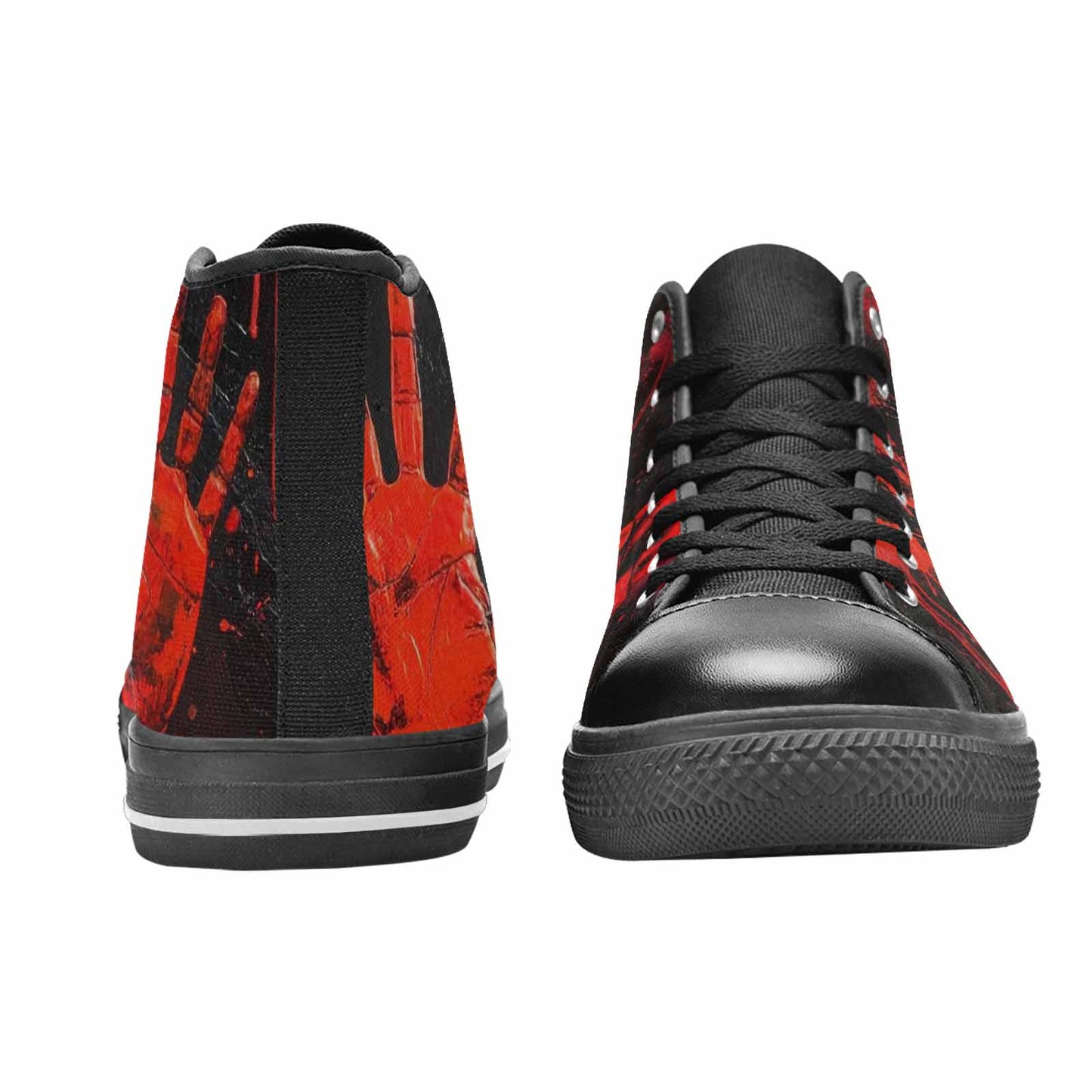 WOMEN'S Halloween Splatter Handprint High Top Canvas Wallpaper Art Shoes