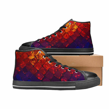 WOMEN'S Dark Snake Print High Top Canvas Vibrant Chaos Shoes