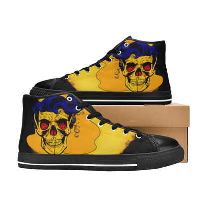 WOMEN'S Cc Retro Skull Art High Top Canvas Dark Academia Shoes
