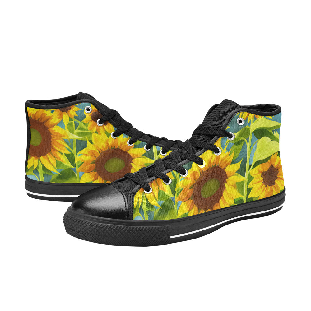 MEN'S Sunflowers Art 3 Men’S High Top Canvas Dark Academia Sneakers