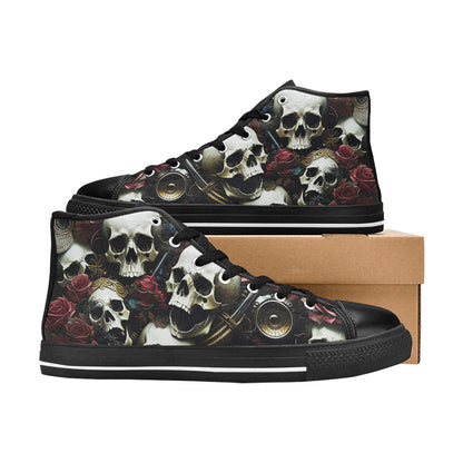 WOMEN'S Rose Skulls Dark 4 High Top Canvas Y2K Sneakers