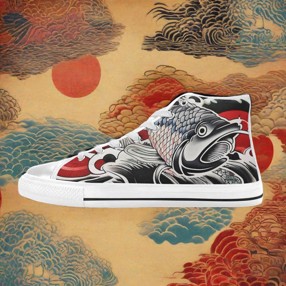 Cherry Blossom Neon Electric Unique MEN Bold Art - Freaky Shoes | Custom Art Sneakers