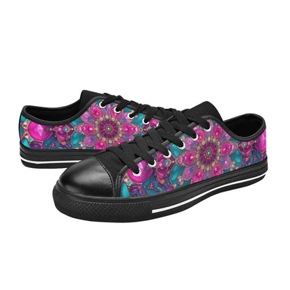 WOMEN'S Feminine Jeweled Skull Low Top Canvas Aesthetic Custom Sneakers