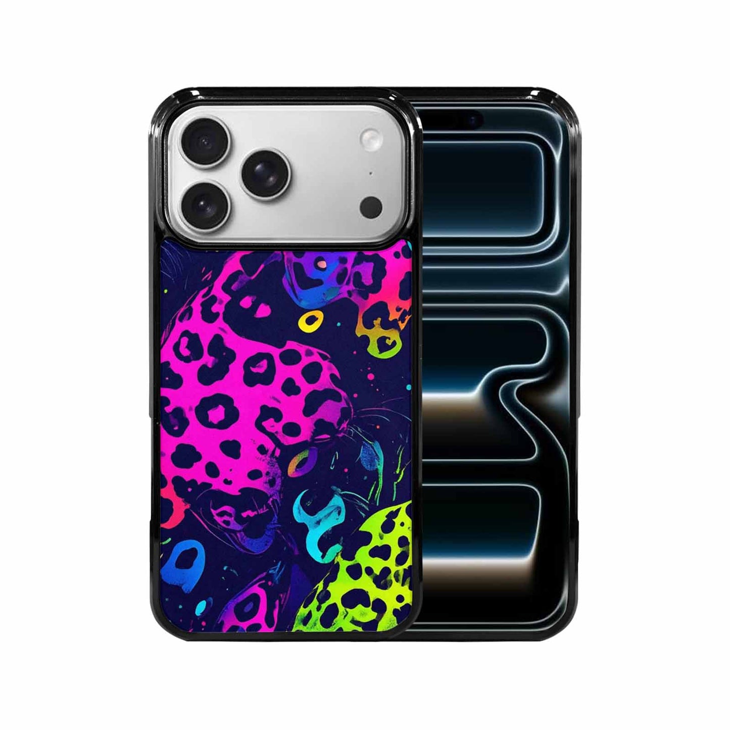 iPhone 17 Pro Max Case — Leopard Print Neon Seamless Animal Print, Custom Designed Case Cover