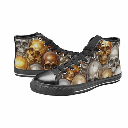 WOMEN'S Skulls - Metallic-Chrome- High Top Canvas Neon Fantasy Sneakers