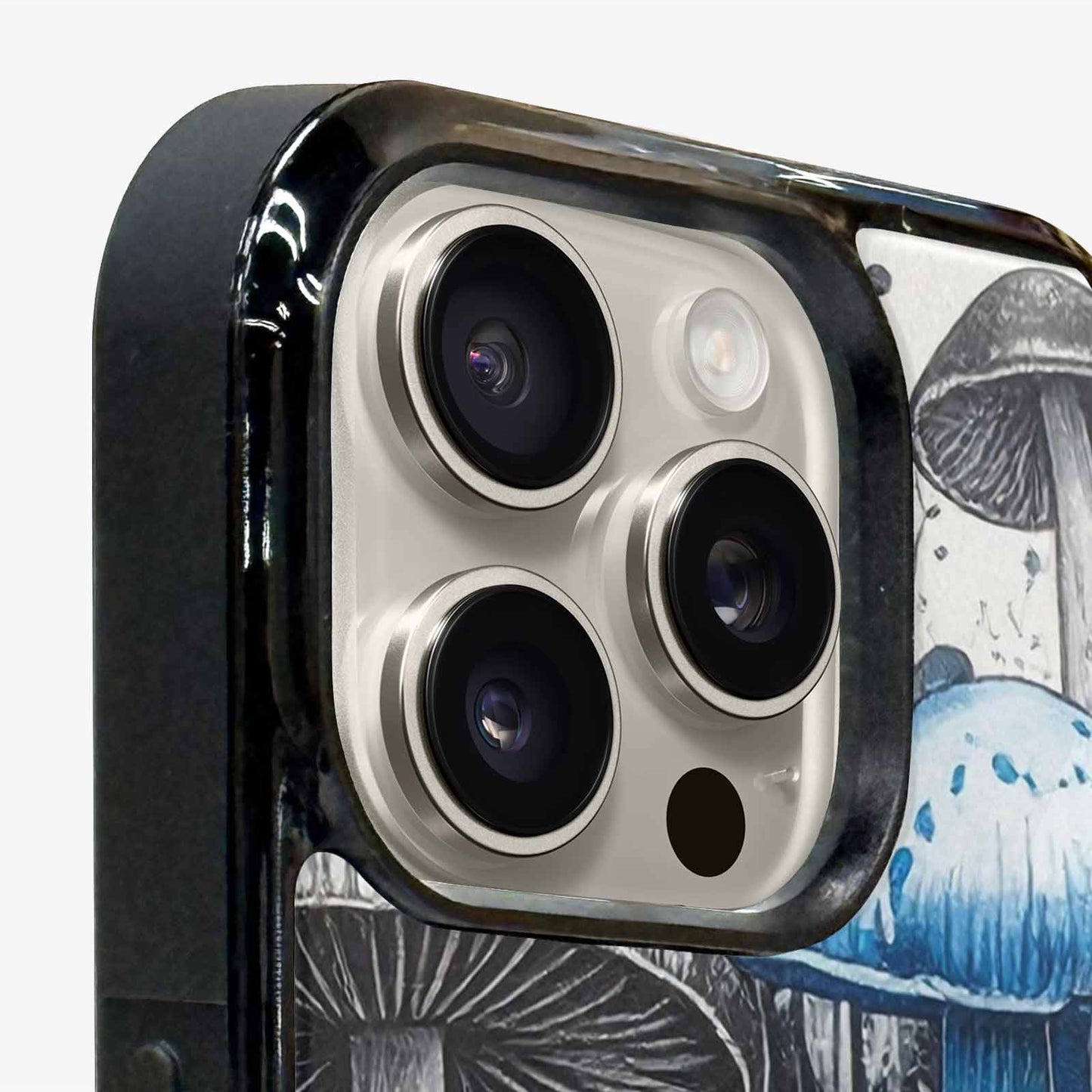 iPhone 16 Pro Max Case — Mushrooms General Black Blue Ink Mushrooms, Original Design Phone Case
