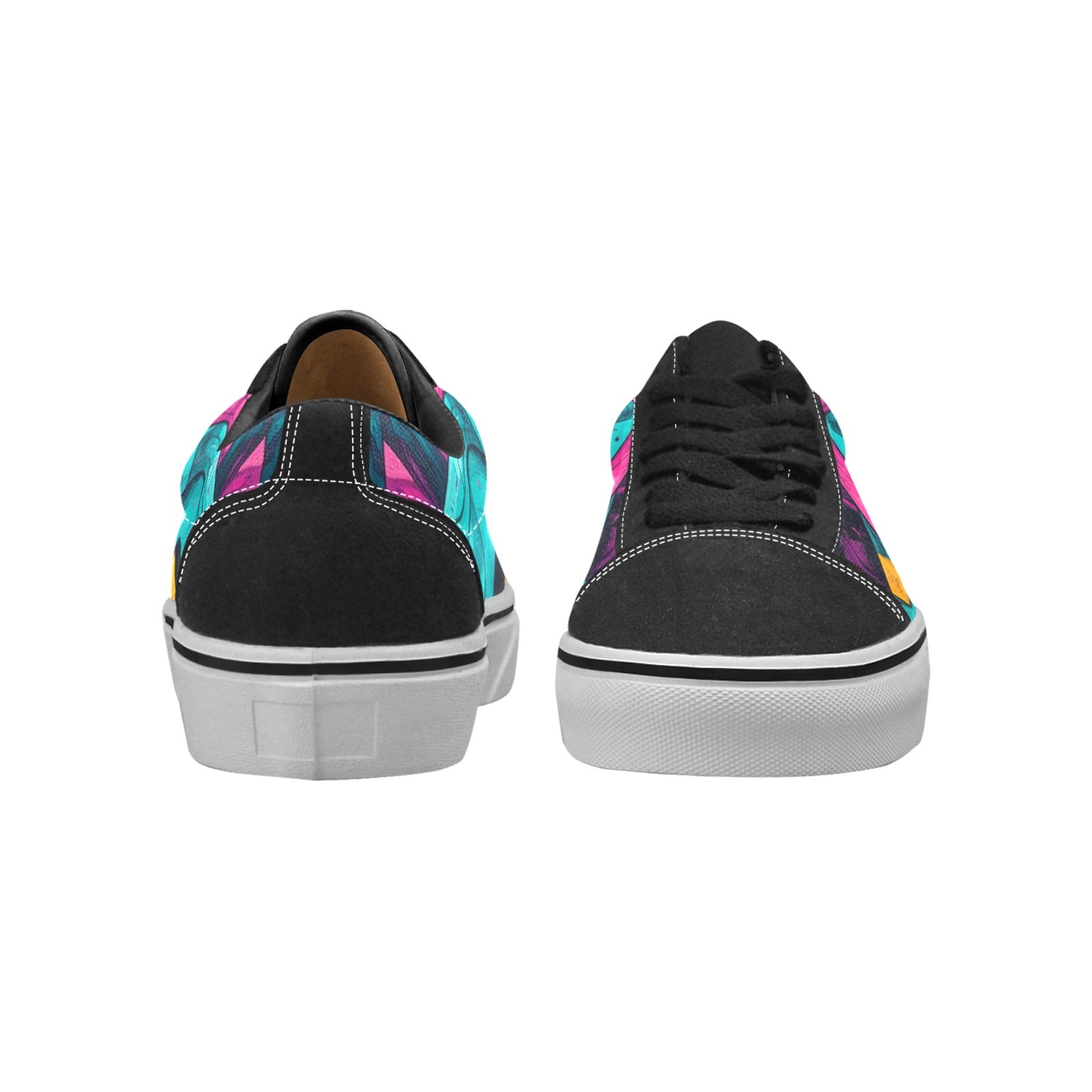 WOMEN'S Neon Squiggle Memphis Custom Low Top Skateboarding Vivid Custom Shoes