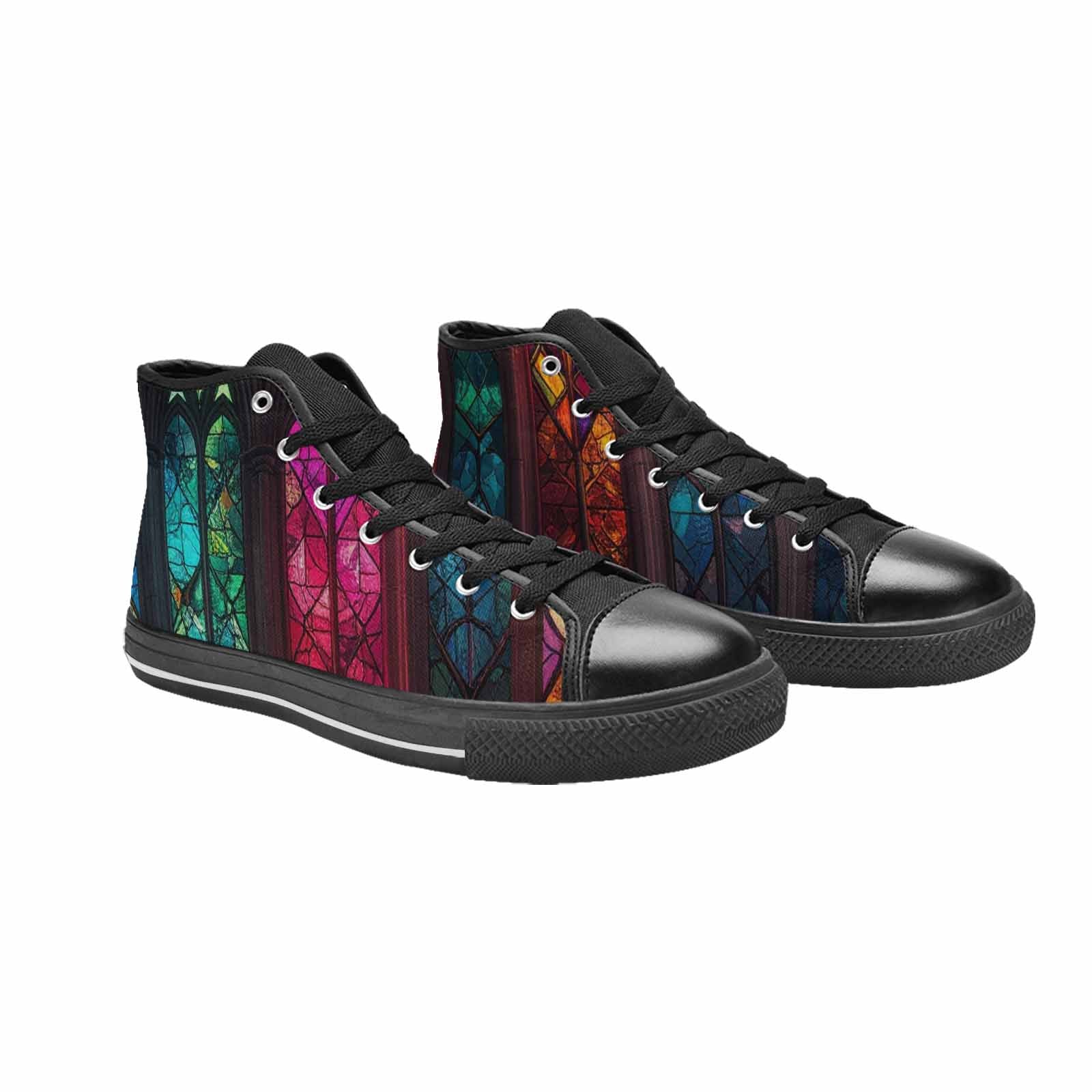 WOMEN'S Stained Glass Cathedral High Top Canvas Cottagecore Custom Shoes
