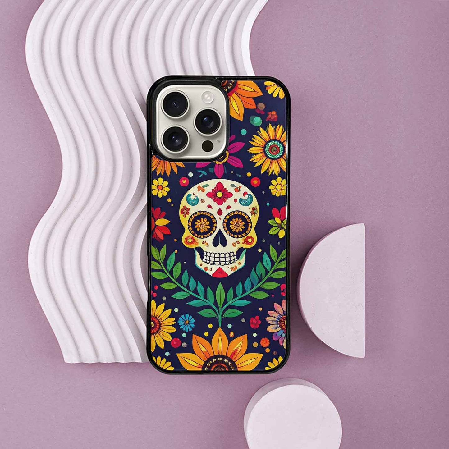 iPhone 16 Pro Max Case — Sunflowers And Skulls, Unique Phone Case Design