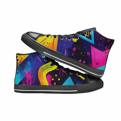 WOMEN'S Memphis Squiggles Triangles Dots High Top Canvas Neon Fantasy Shoes