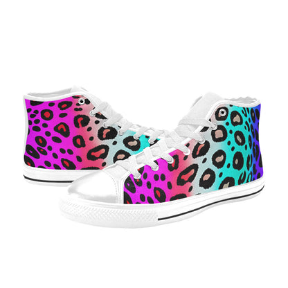 MEN'S Colored Leopard Print Art High Top Canvas Cottagecore Shoes