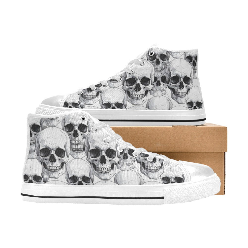 MEN'S Clean Skull Line Art High Top Canvas Wallpaper Art Custom Shoes