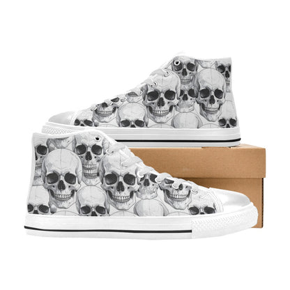 MEN'S Clean Skull Line Art High Top Canvas Wallpaper Art Custom Shoes